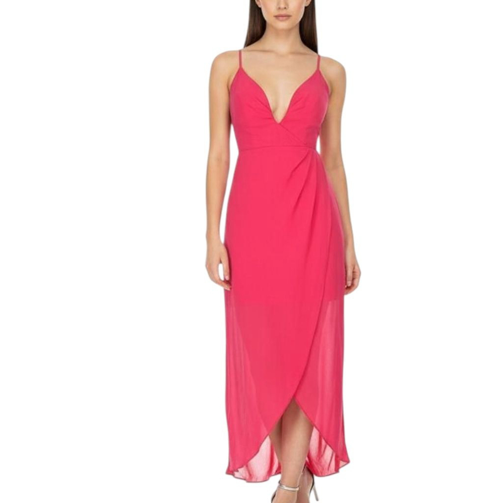 White Closet Deep Plunge Tulip Hem Dress Formal Medium